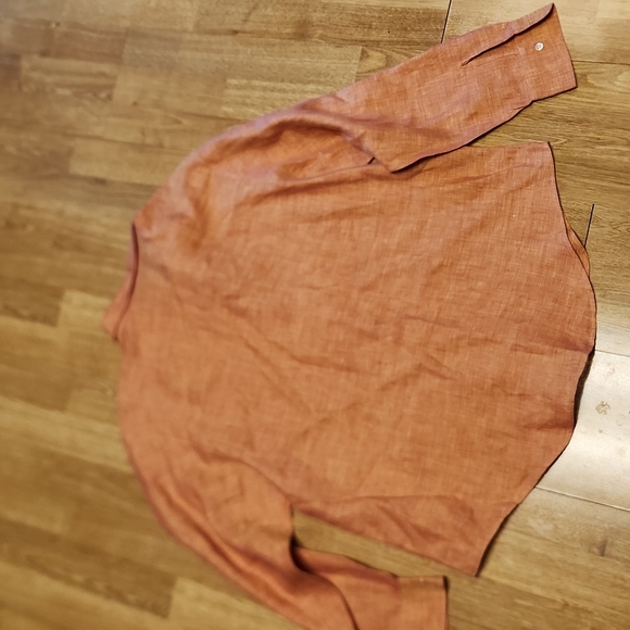Mark Shale orange linen button front shirt sz large - Picture 5 of 5